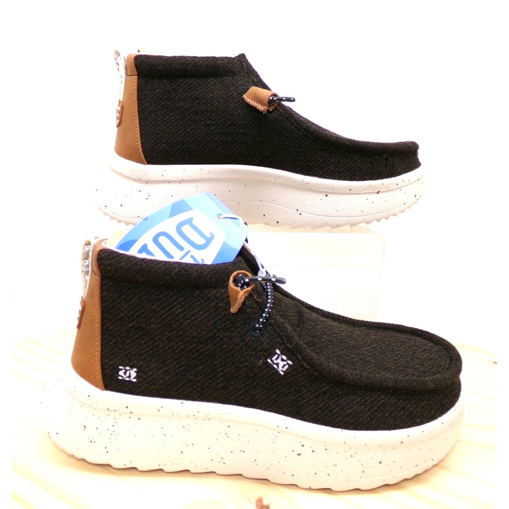 Hey Dude Wendy Peak Hi Boot Womens Brownish Black Sz 6 Platform Slip On NEW